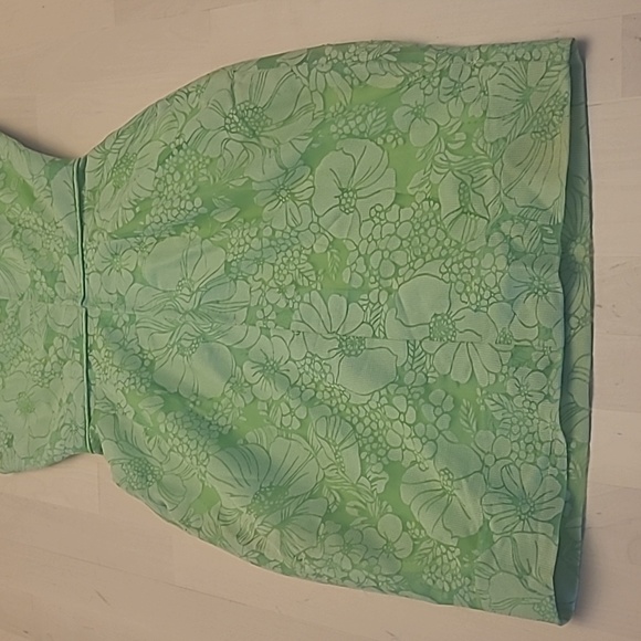 LIKE NEW VTG 1960s Handmade Mod Bright Green Go-go Floral Print Mini Dress - Picture 15 of 17